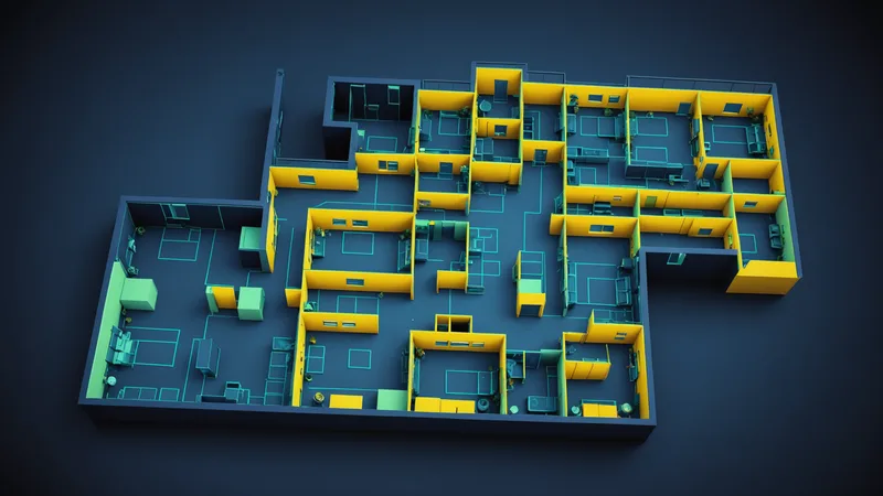 Cross-section of a commercial building showing thermal mass and HVAC zones